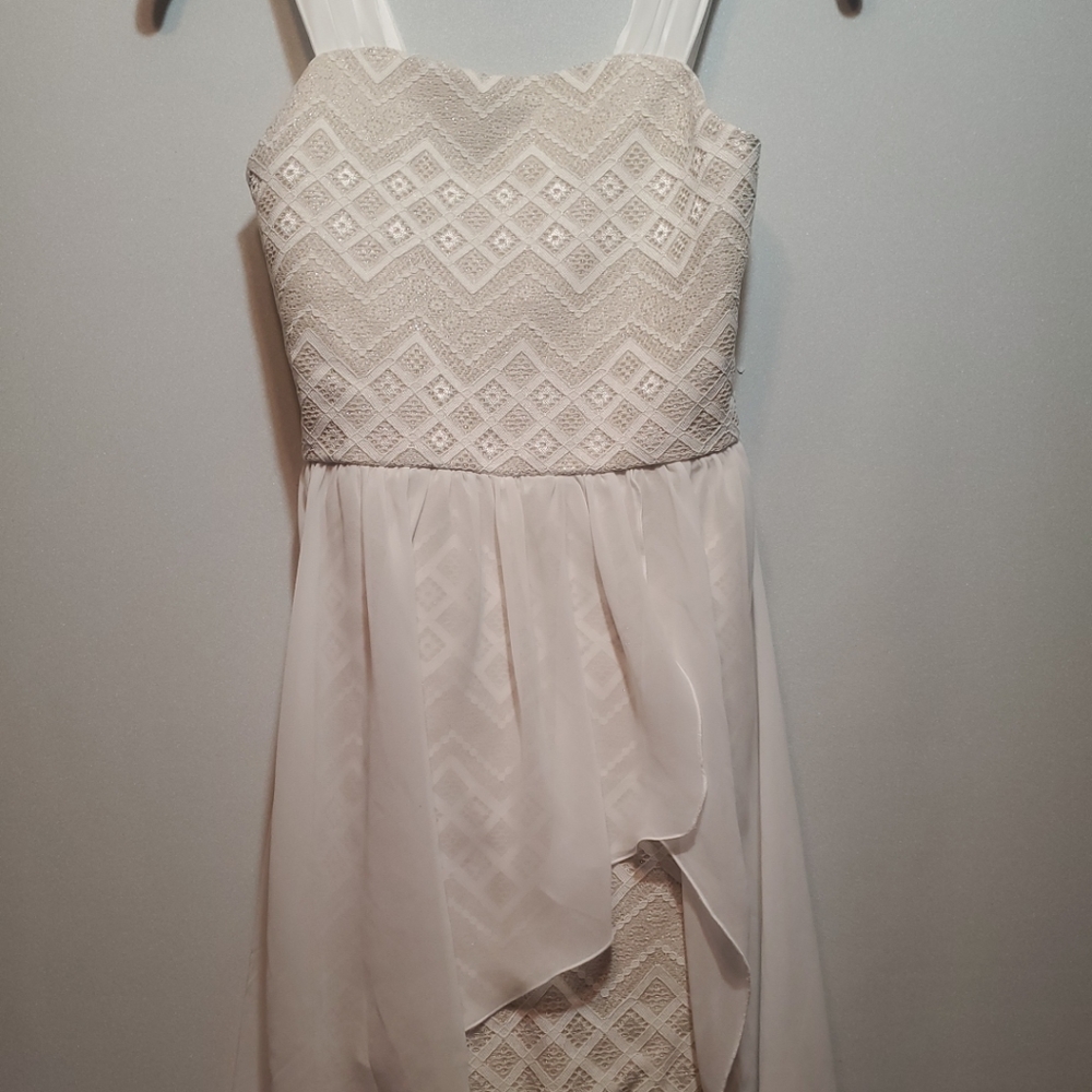 Girls PHILLY Cream Colored Hi Low Strapped Dress Sz 12